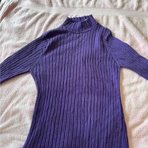 Valerie Stevens Purple Ribbed Turtleneck Sweater